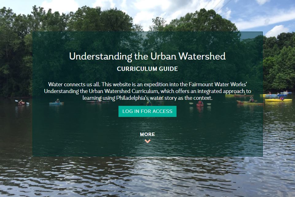 screen capture of the Understanding the Urban Watershed Curriculum Guide homepage